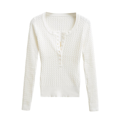 Round neck slim fit and slimming lace patchwork long sleeved top