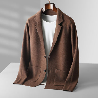 Wool cardigan men's V-neck solid color knitted base wool casual suit jacket