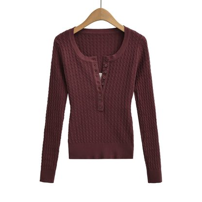 Round neck slim fit and slimming lace patchwork long sleeved top